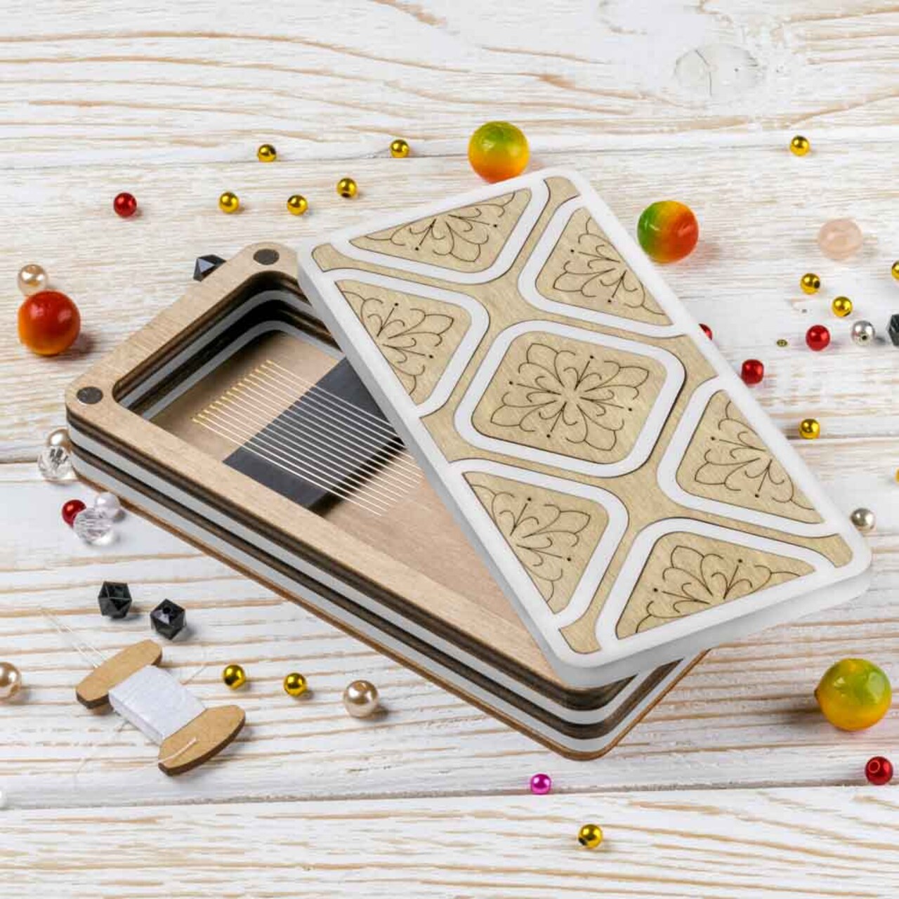 Magnetic Needle Case Large – “Light Stone Geometry” FLZB(N)-182